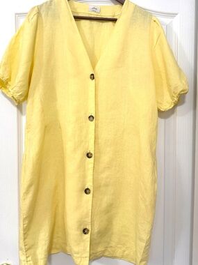 Wilfred Yellow Button-Front Mini Dress